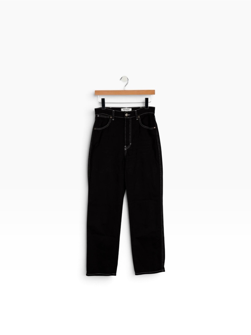 Reformation Black Straight-Leg Jeans with Contrast Stitching